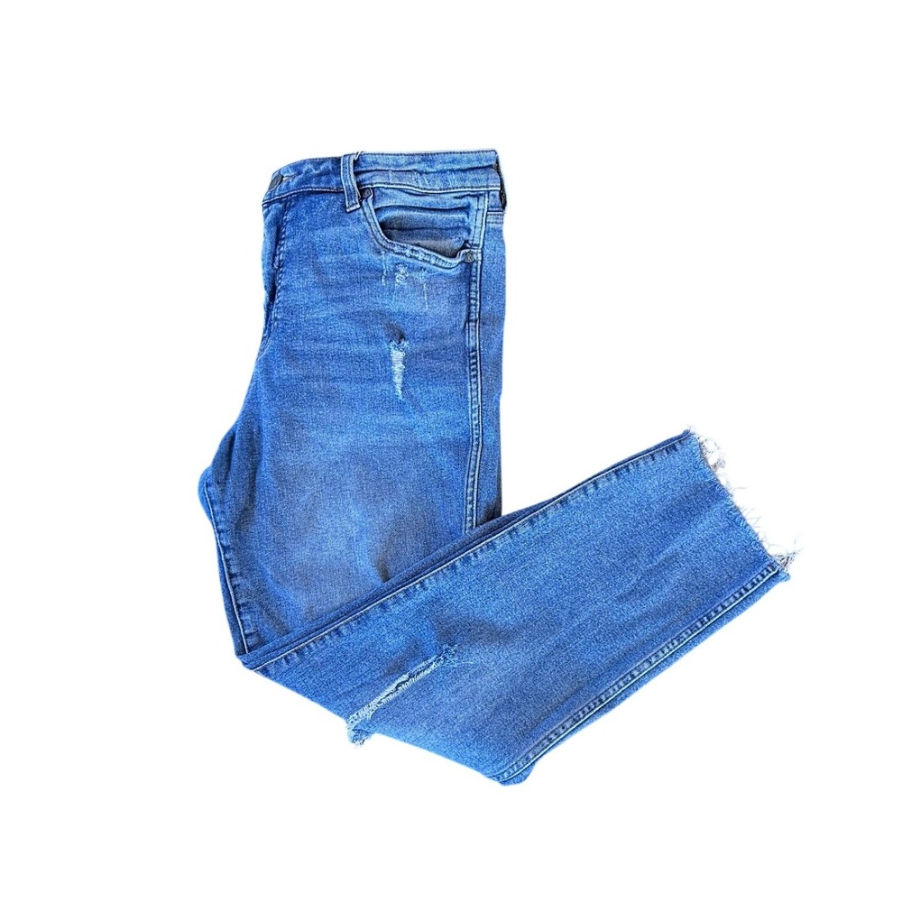 KUT from the Kloth Womens Size 14 Blue‎ Distressed Raw Hem Straight Leg Jeans